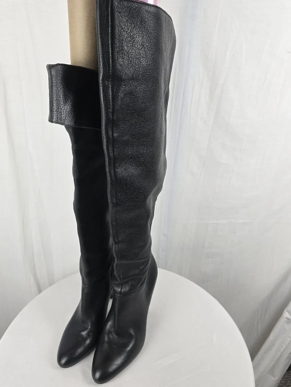 Nine West Catrice Classic Black Faux Leather Over-the-Knee Women's Boots Sz 7M